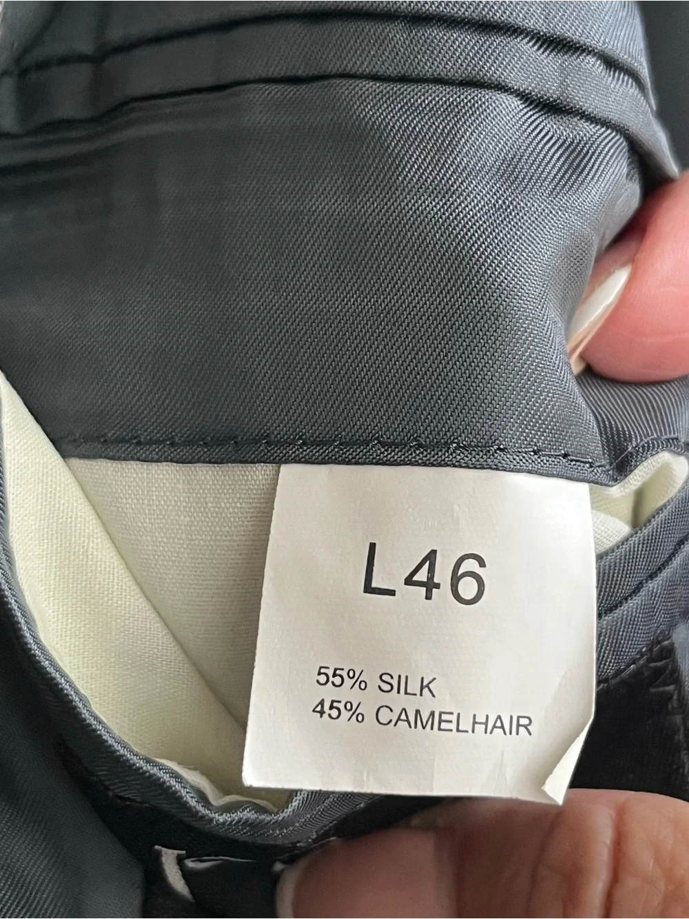Jos. A. Bank Signature Gray Silk Camel Hair Herringbone Blazer 46L